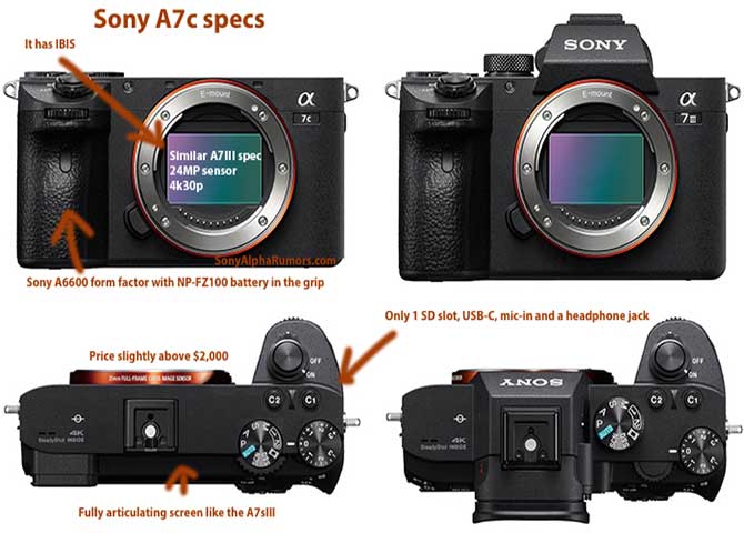 Technical specifications of sony alpha a7c body